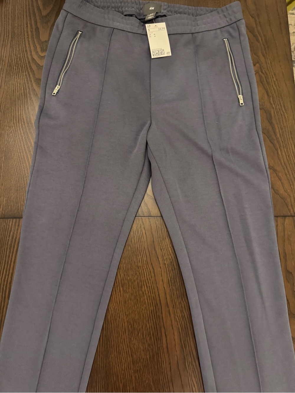 H&M Menβs Charcoal Zip Pocket Pants Joggers Size M NWT